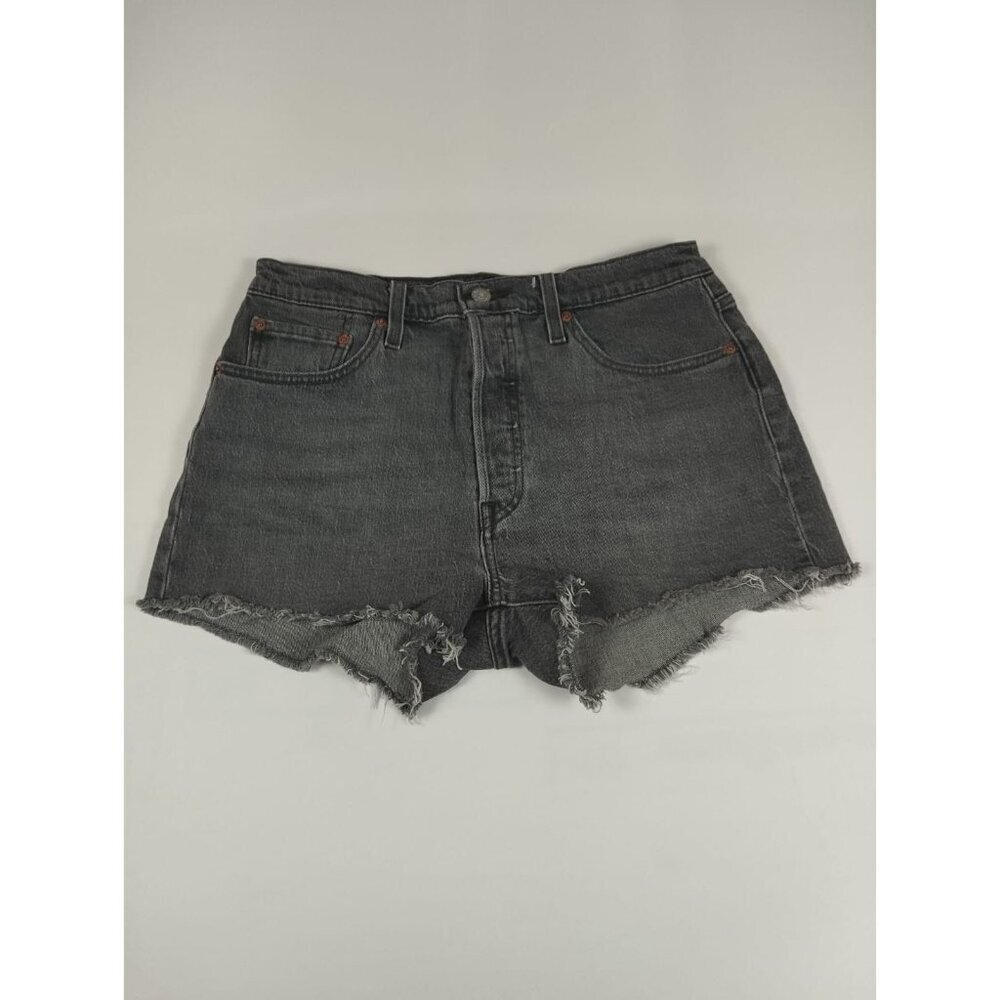 Levi's Women Size 30 Black Denim 501 High Rise Button Fly Cut-Off Shorts
